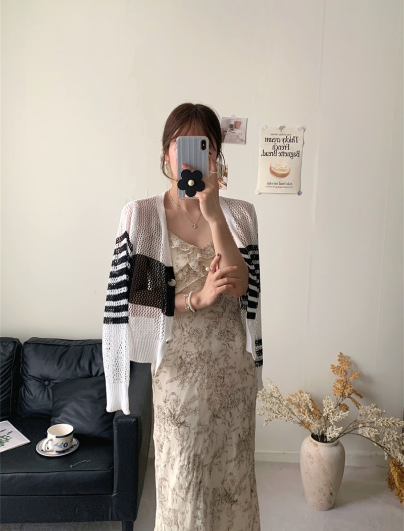 Hollow irregular smock sunscreen knitted coat for women