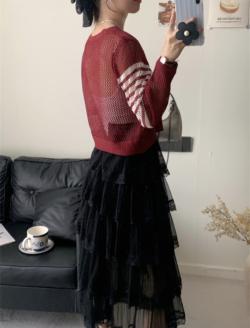 Hollow irregular smock sunscreen knitted coat for women