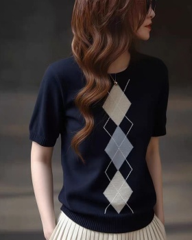 Spring fashion sweater short sleeve mixed colors tops