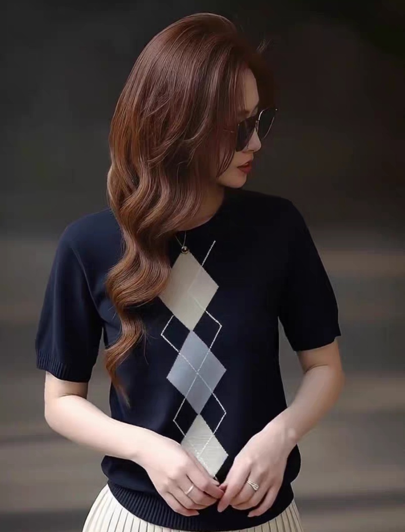 Spring fashion sweater short sleeve mixed colors tops