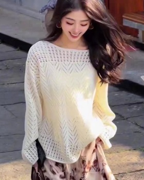 Spring and summer sunscreen loose tops hollow flat shoulder smock