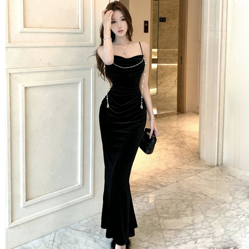 Slim sling dress chiffon evening dress for women