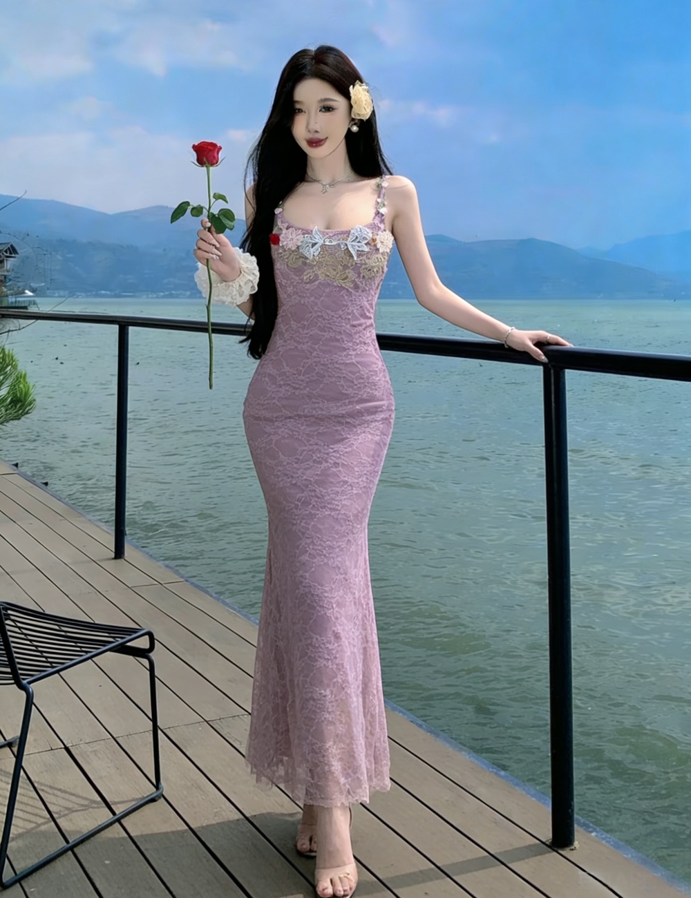 Gauze package hip dress enticement long dress for women