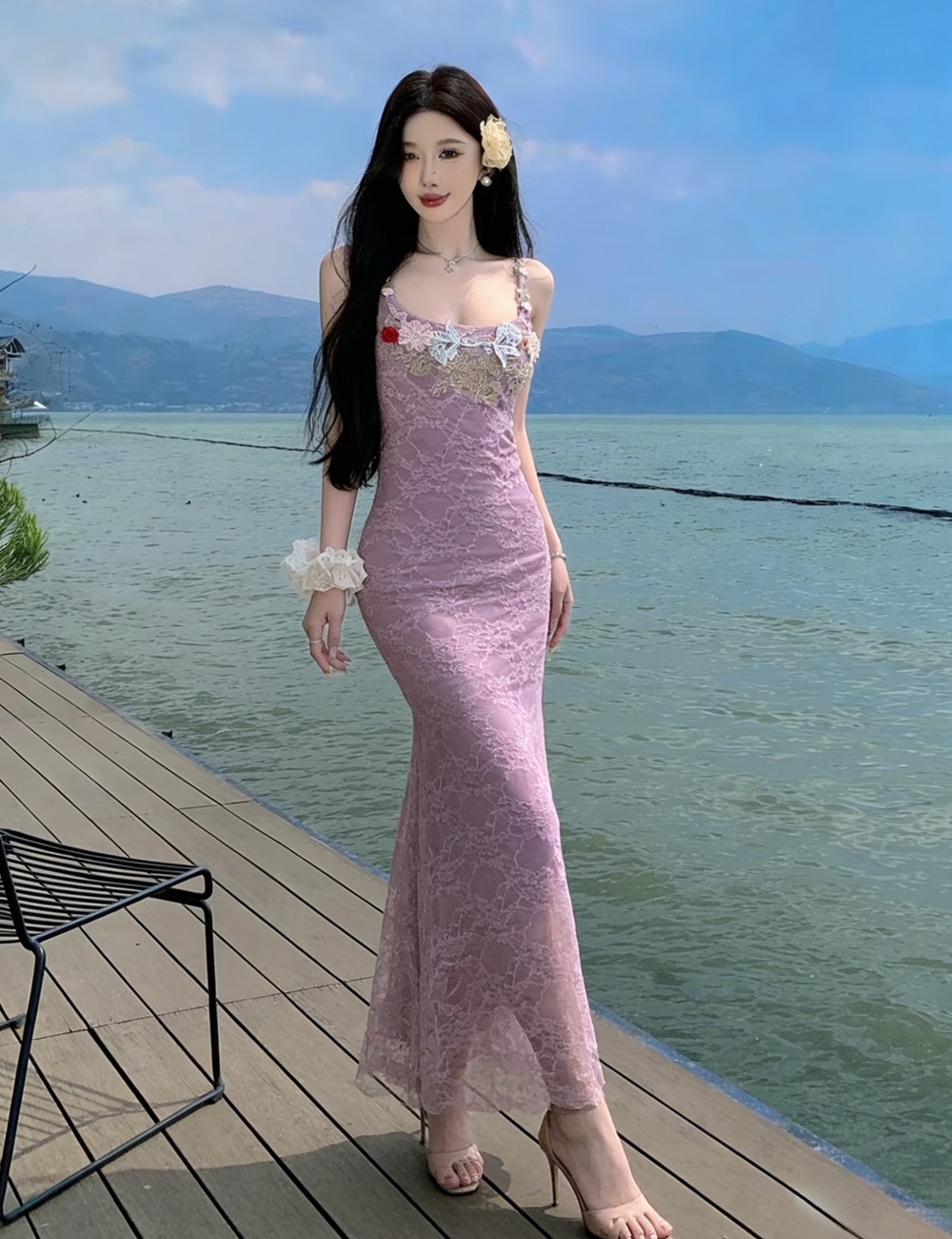 Gauze package hip dress enticement long dress for women