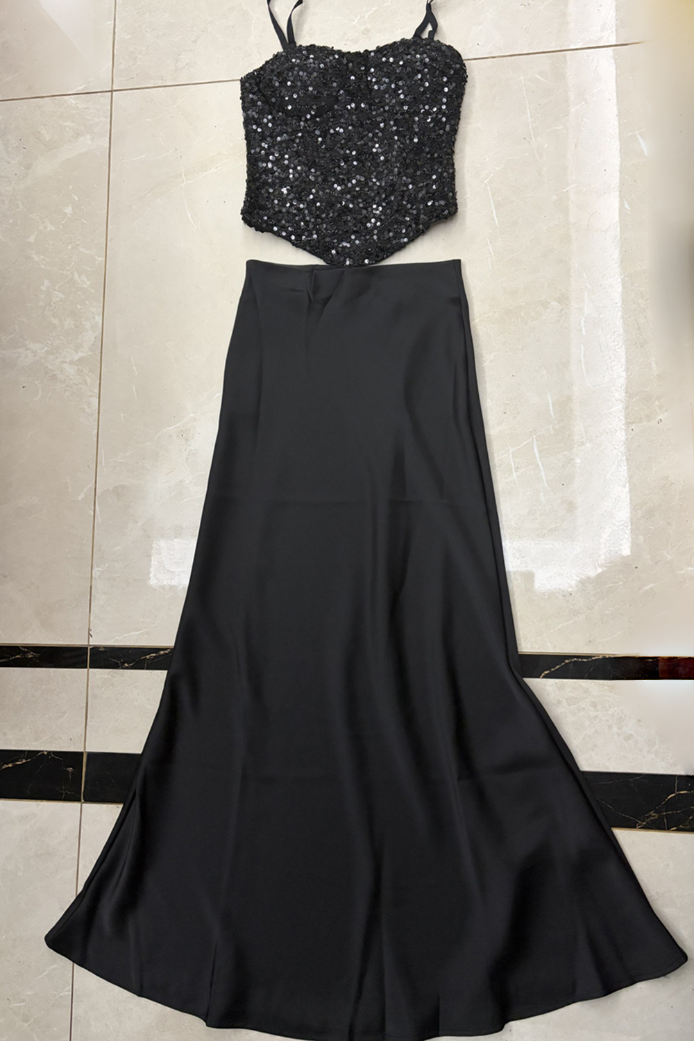 France style long skirt wrapped chest tops 2pcs set