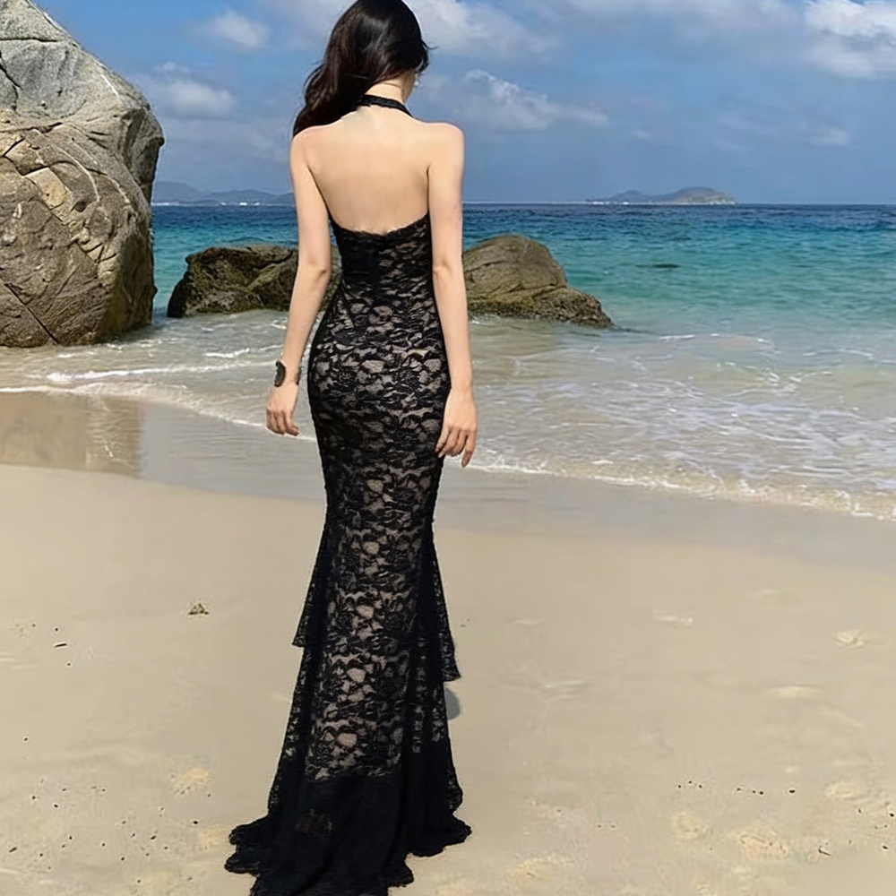 Slim spicegirl long dress lace dress for women