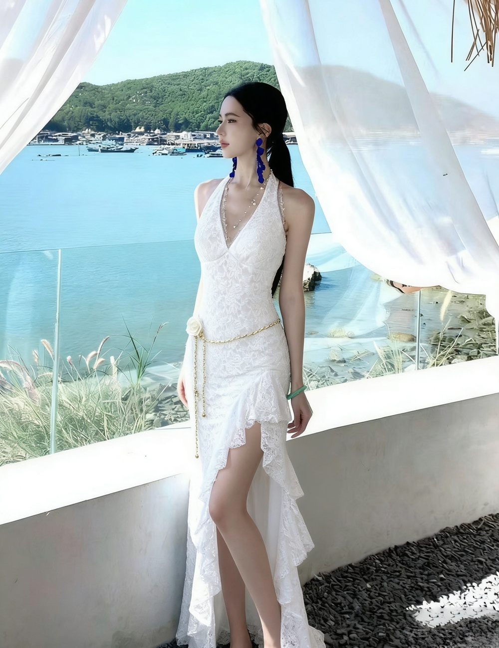 Slim spicegirl long dress lace dress for women