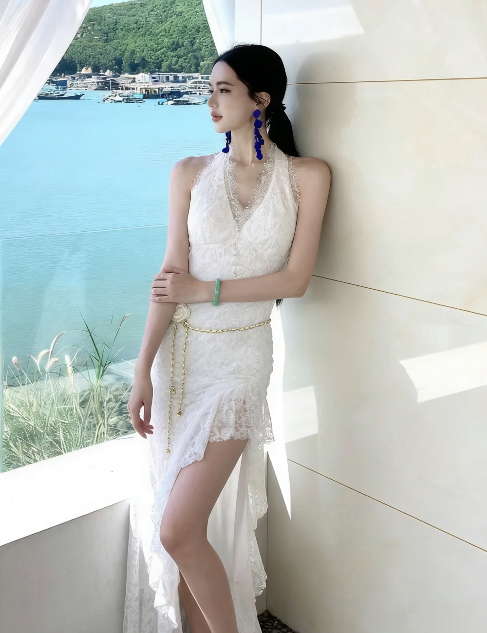 Slim spicegirl long dress lace dress for women