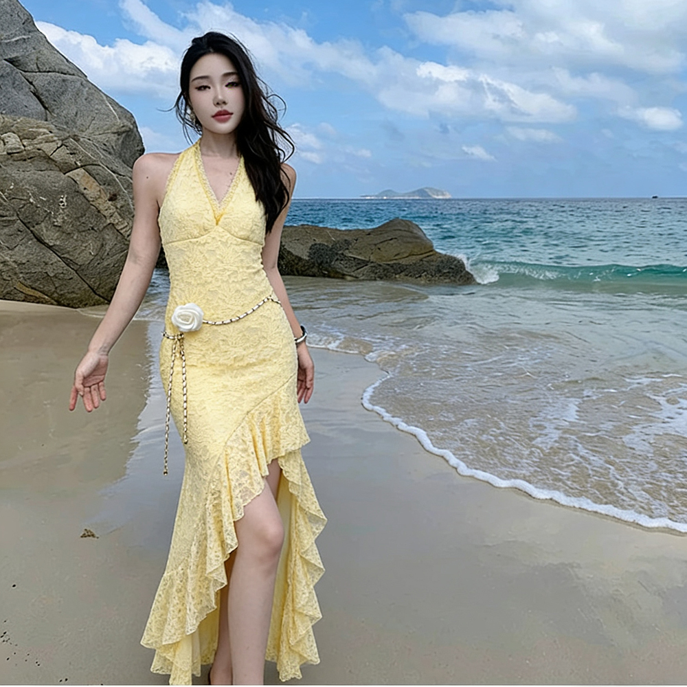 Slim spicegirl long dress lace dress for women