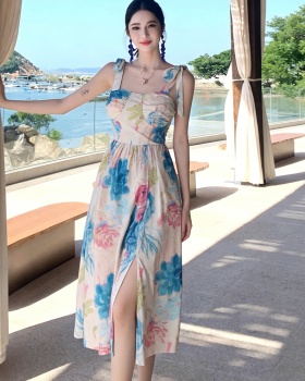 France style long floral temperament dress for women