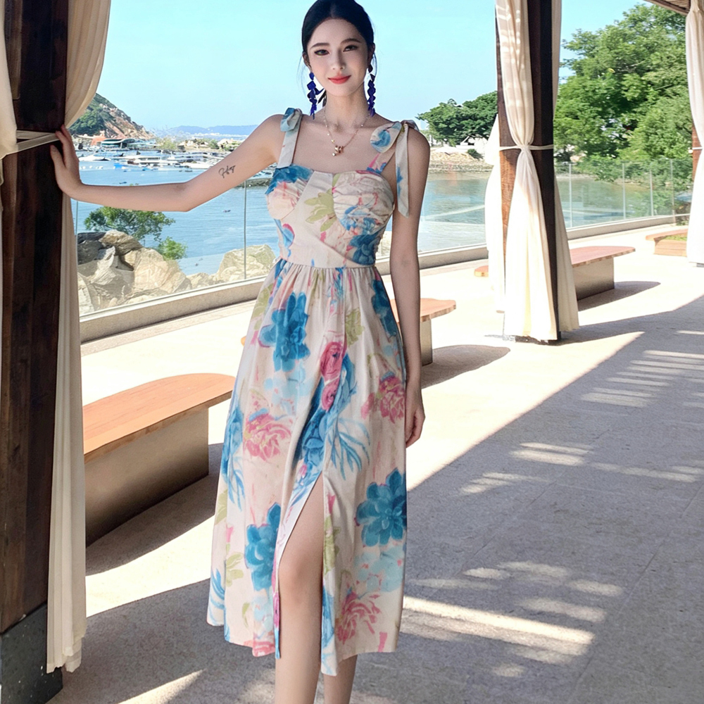 France style long floral temperament dress for women