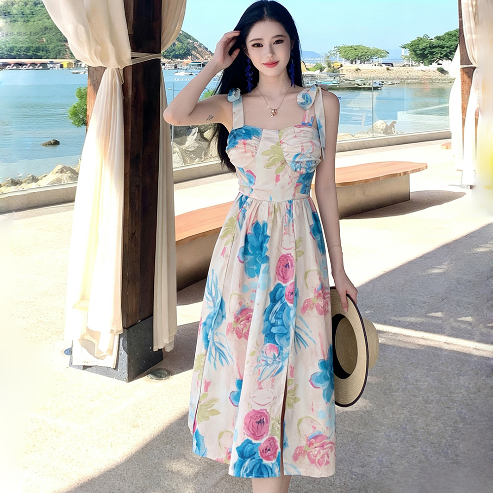 France style long floral temperament dress for women