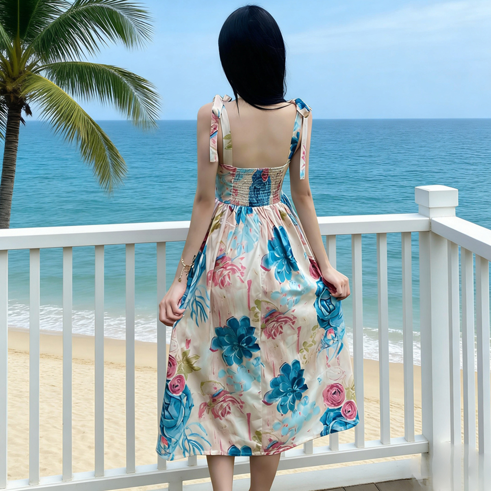 France style long floral temperament dress for women