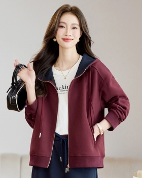 Spring and autumn slim cardigan hooded hoodie for women