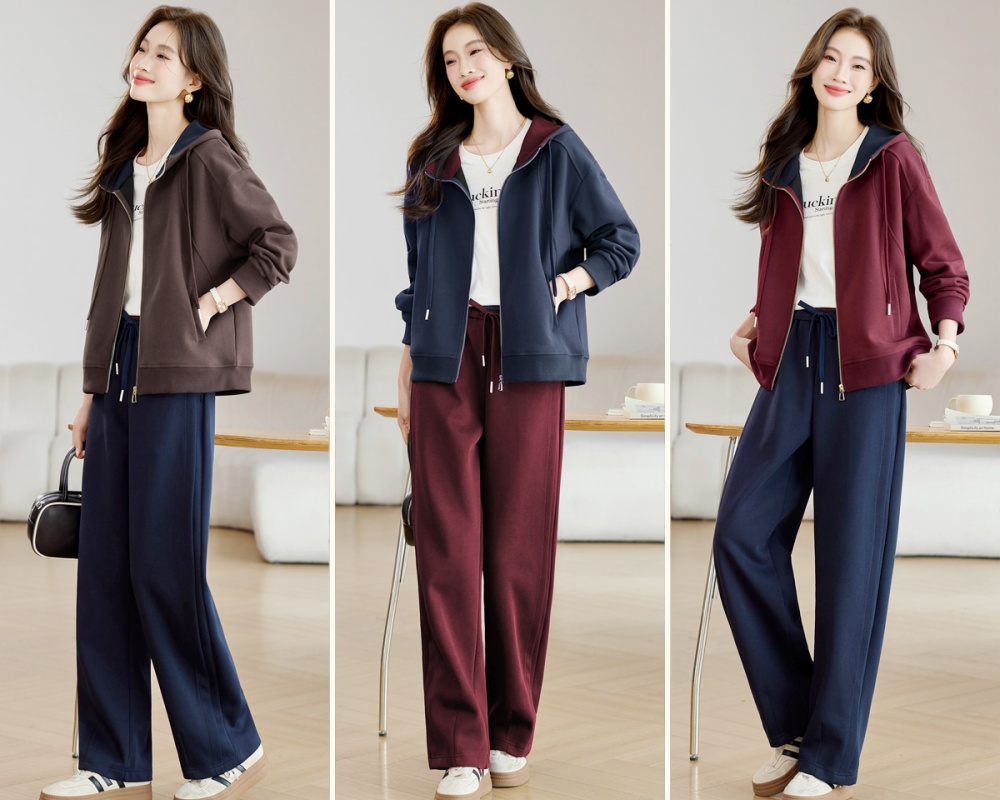 Spring and autumn slim cardigan hooded hoodie for women