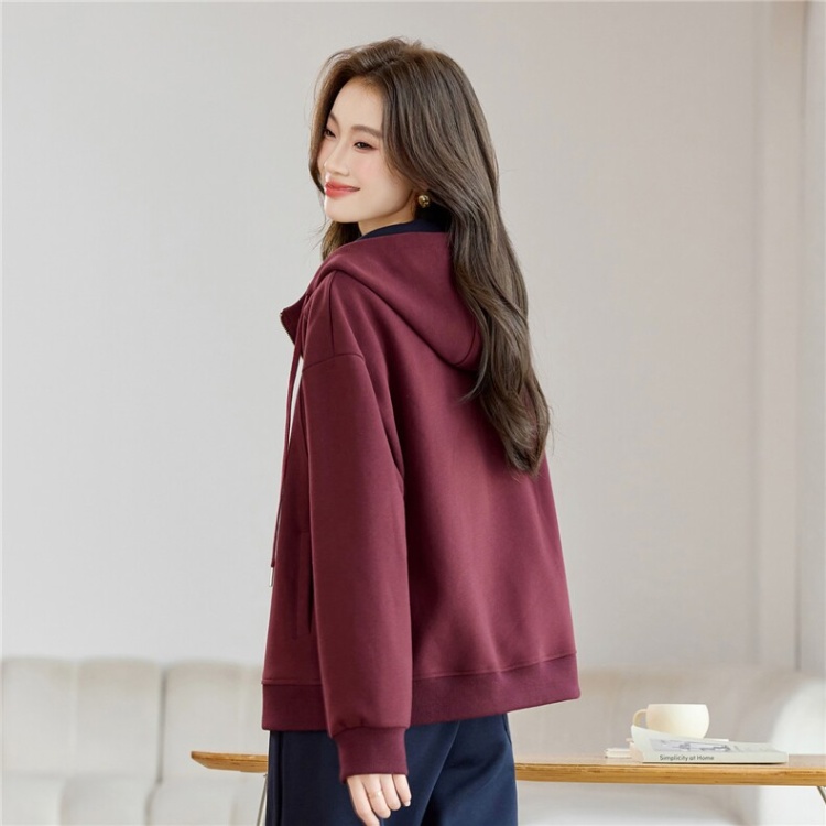Spring and autumn slim cardigan hooded hoodie for women