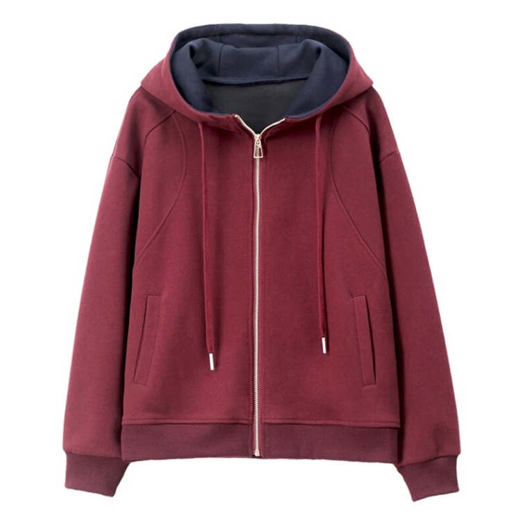 Spring and autumn slim cardigan hooded hoodie for women