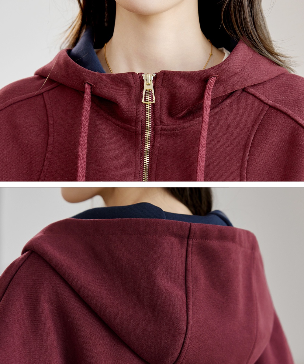 Spring and autumn slim cardigan hooded hoodie for women