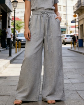 Casual high waist lazy thin wide leg pants for women