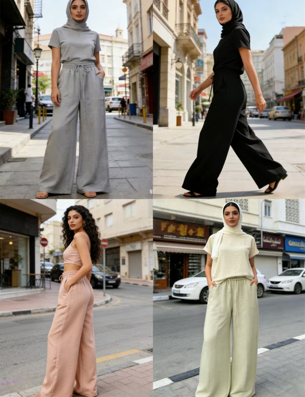 Casual high waist lazy thin wide leg pants for women