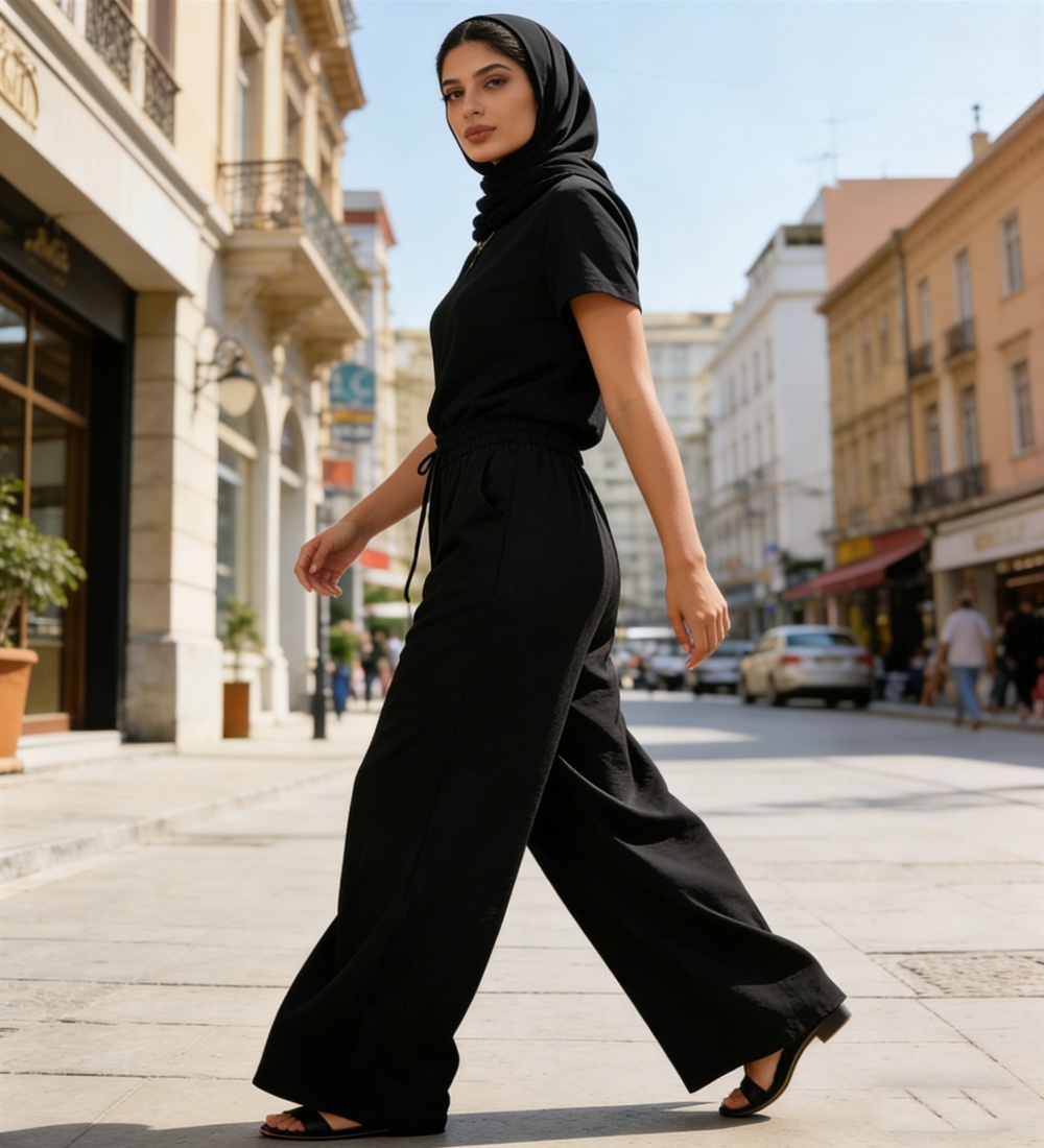Casual high waist lazy thin wide leg pants for women