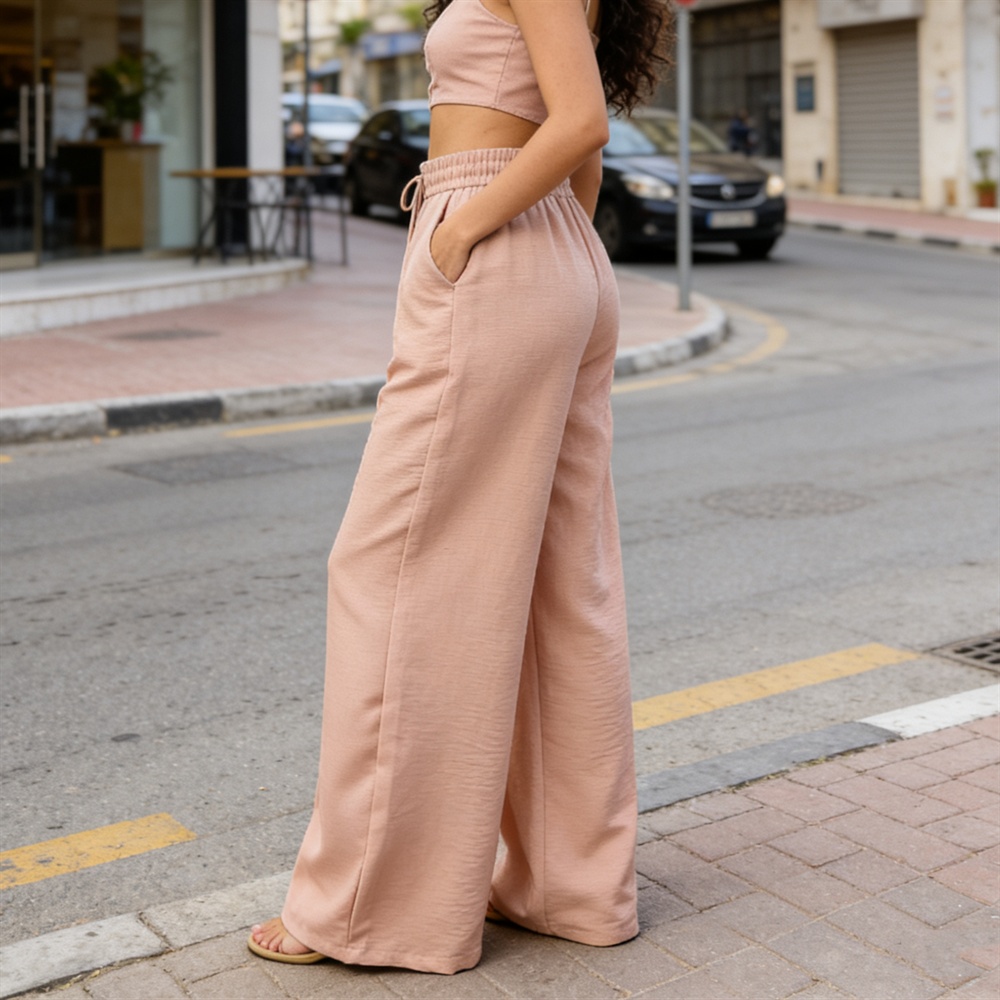 Casual high waist lazy thin wide leg pants for women