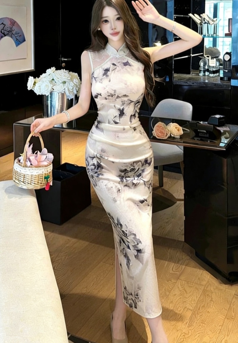 Flowers package hip cheongsam temperament fashion dress