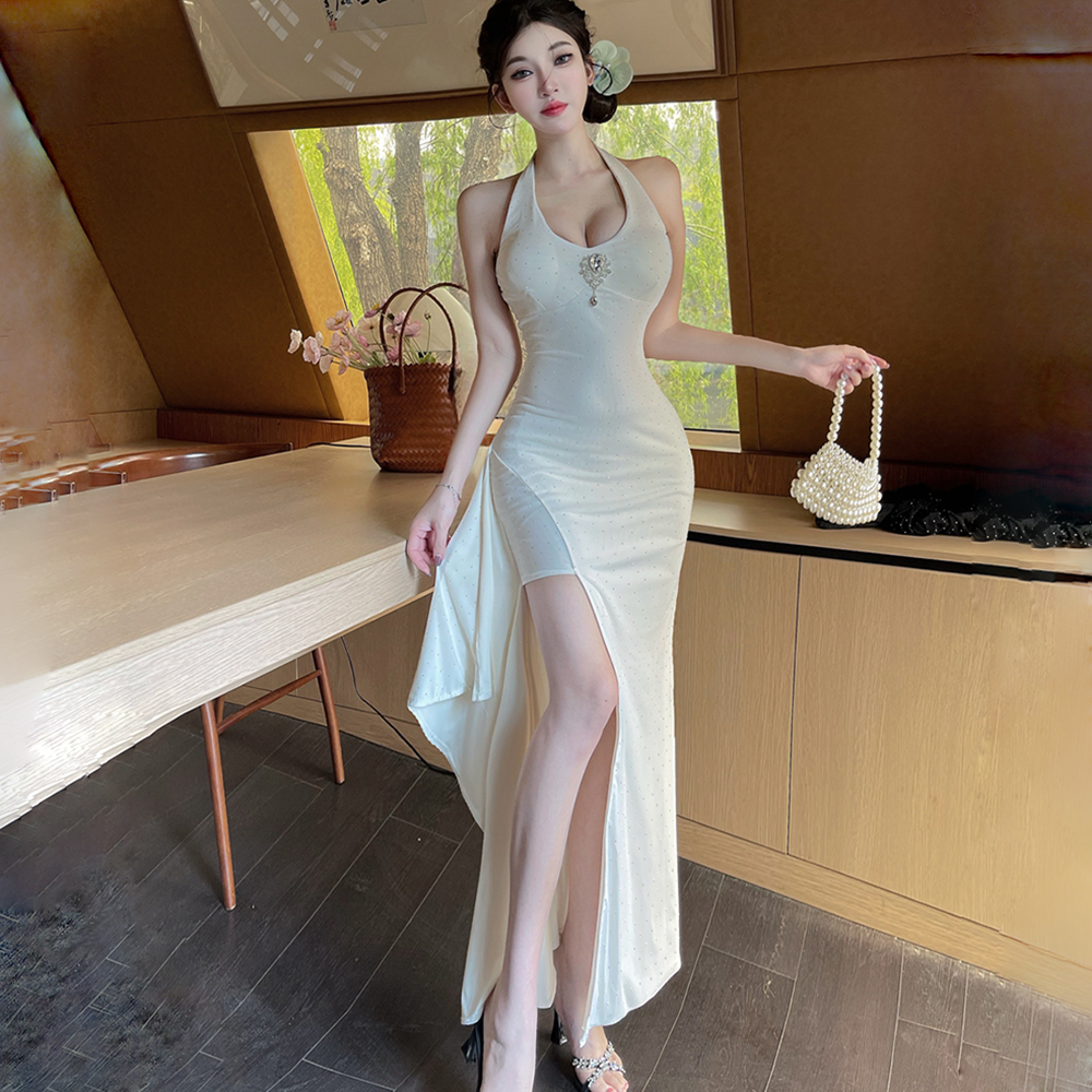 Package hip slim long dress split dress for women