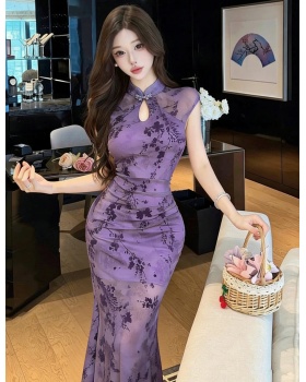 Floral package hip gauze cheongsam summer spicegirl dress