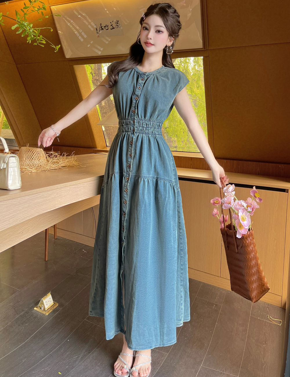 Denim sleeveless dress fashion dress for women