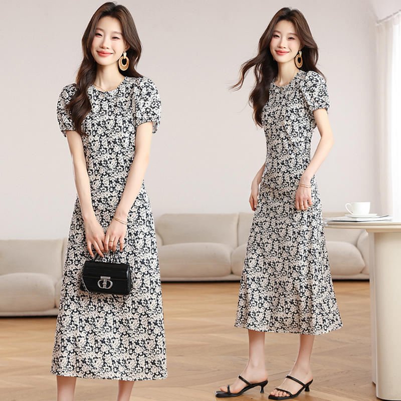 Show young floral slim temperament summer long dress