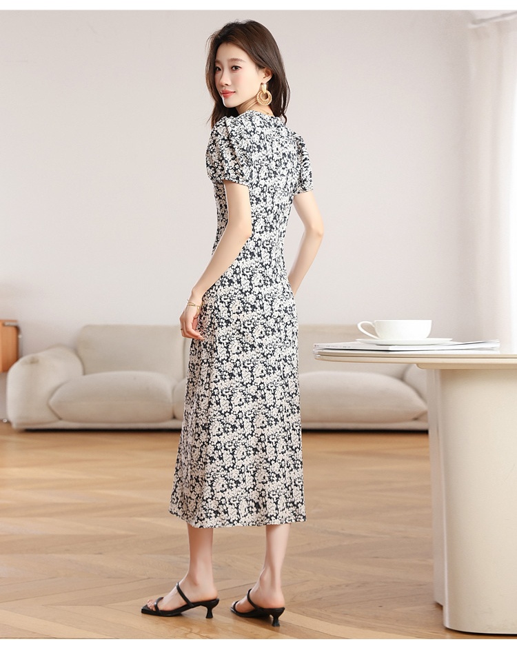 Show young floral slim temperament summer long dress