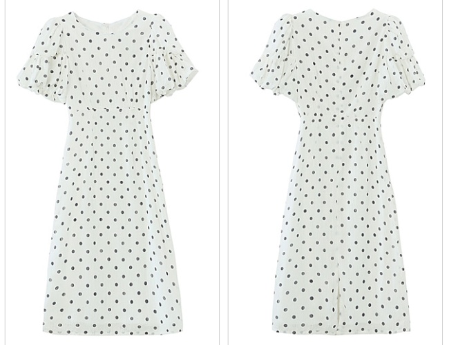 Spots chiffon polka dot white summer dress for women