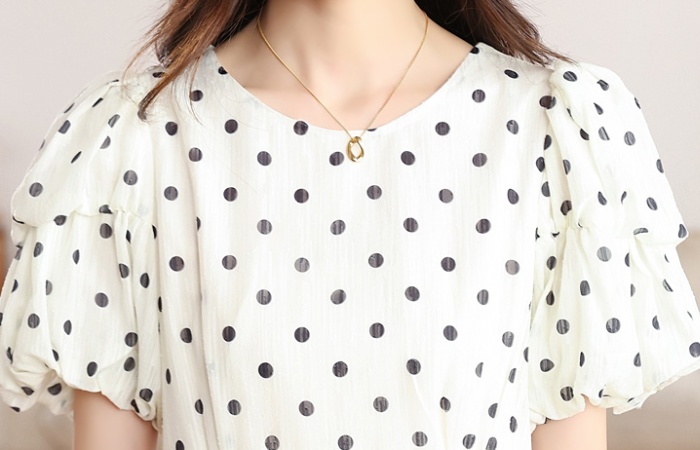 Spots chiffon polka dot white summer dress for women