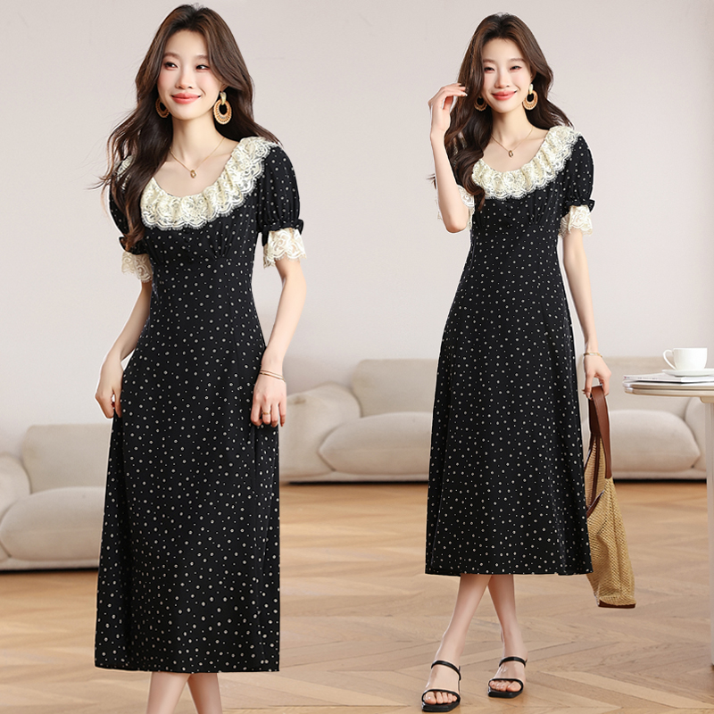 Long floral T-shirt short sleeve Casual dress for women