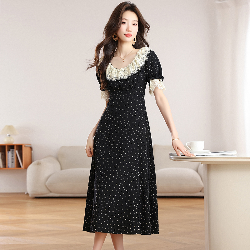 Long floral T-shirt short sleeve Casual dress for women