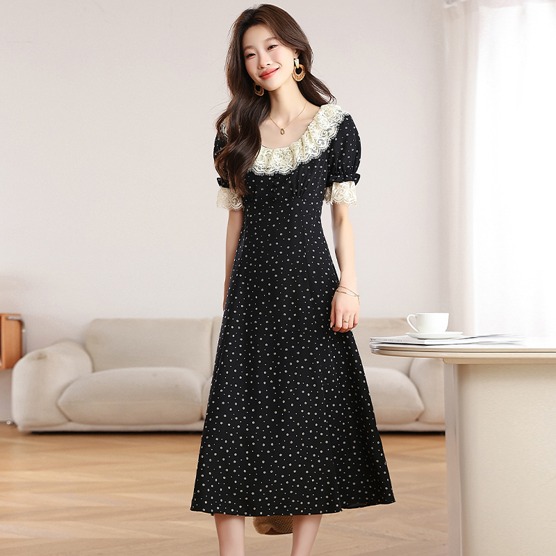 Long floral T-shirt short sleeve Casual dress for women