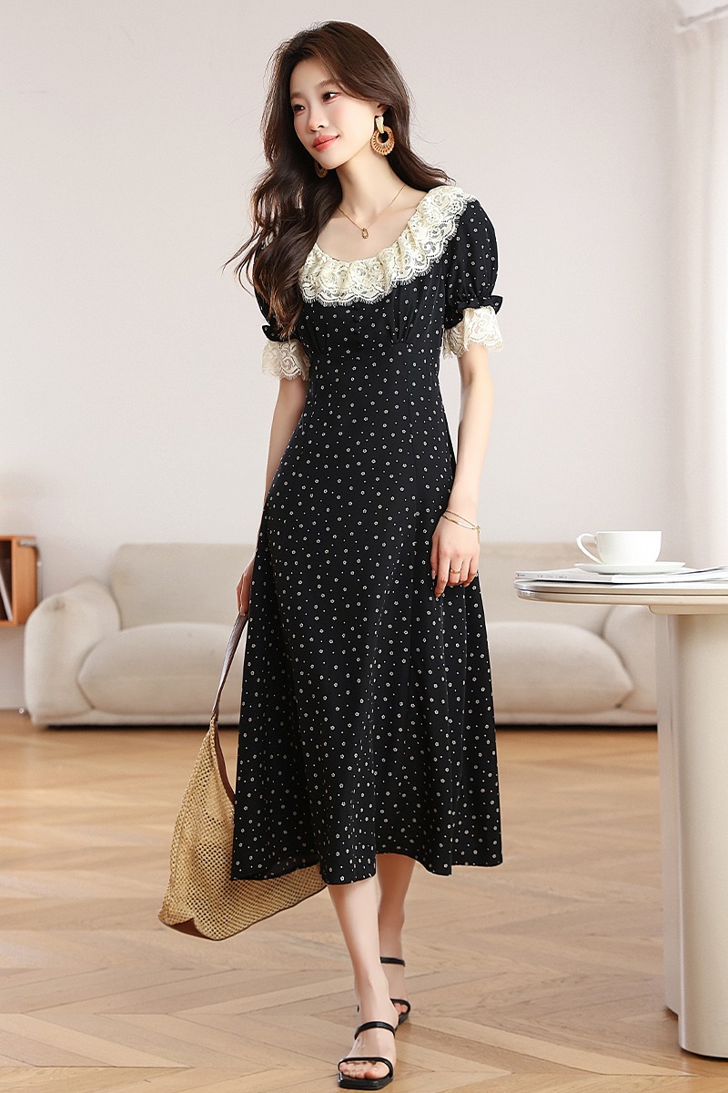 Long floral T-shirt short sleeve Casual dress for women