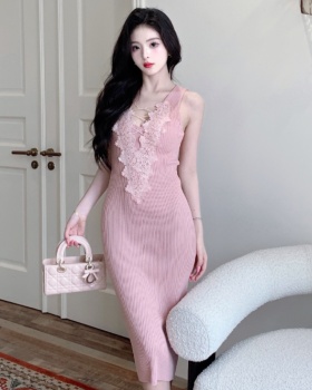 Spring slim dress lace V-neck T-back for women