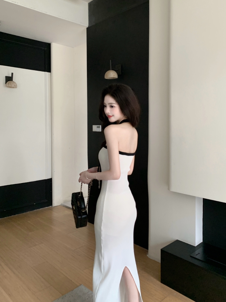 Summer knitted dress wrapped chest long dress