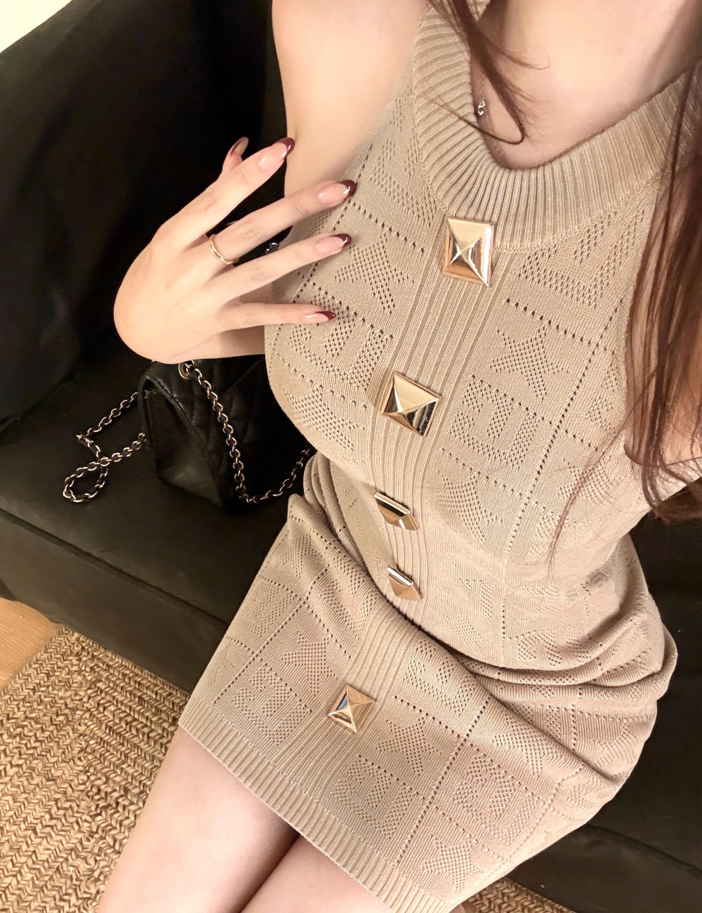 Halter package hip dress summer knitted T-back