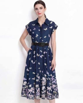 Printing summer dress short sleeve long dress