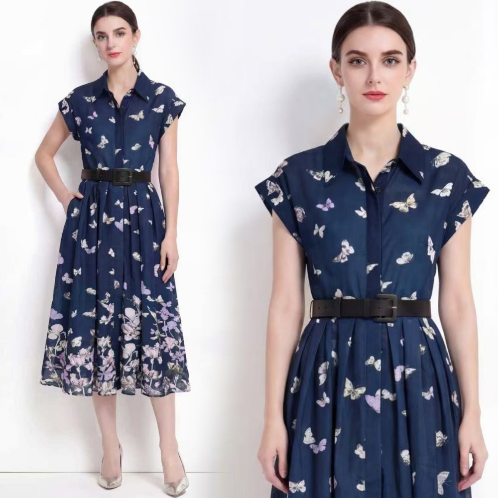 Printing summer dress short sleeve long dress