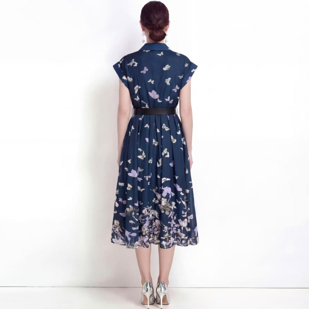 Printing summer dress short sleeve long dress