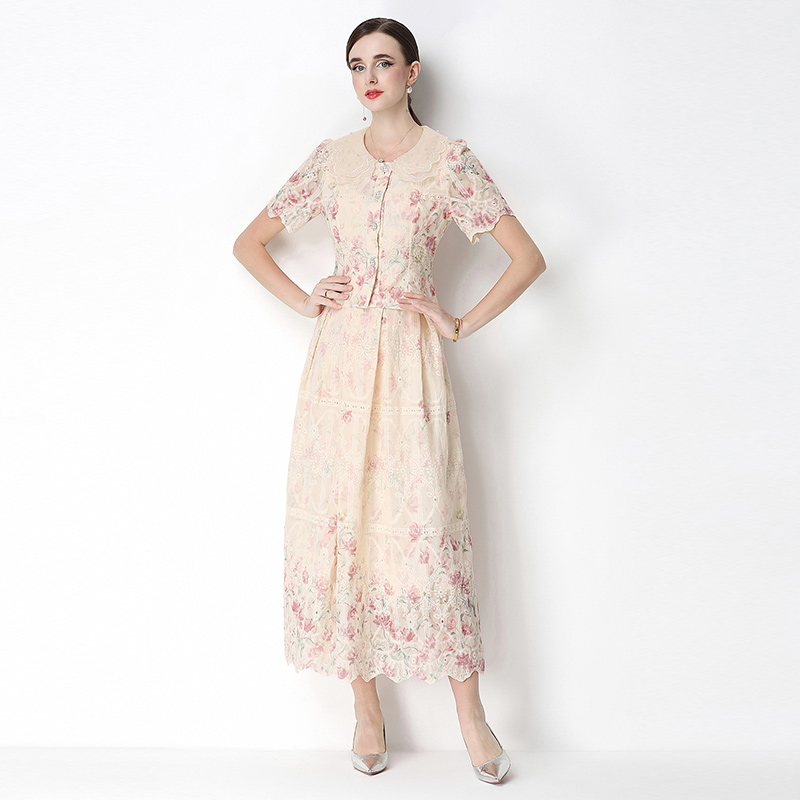 Fashion printing slim light luxury skirt a set