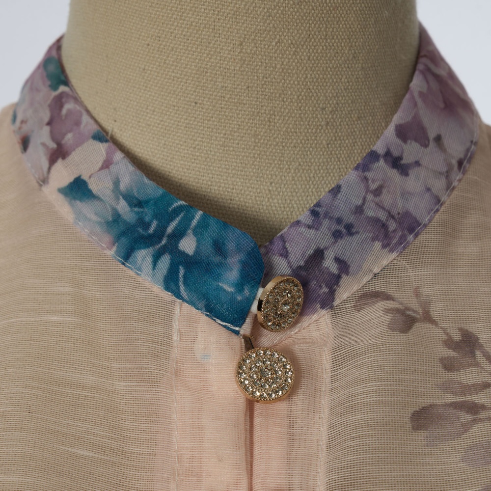 Printing slim T-back lotus leaf edges dress