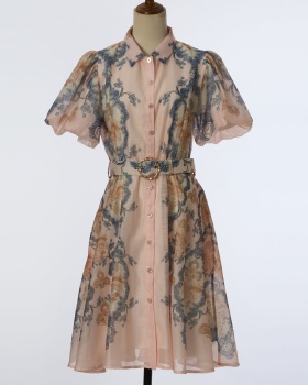 Colors pinched waist fashion short dress