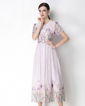 Embroidery slim fashion light luxury printing dress