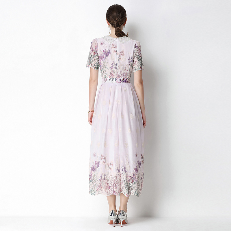 Embroidery slim fashion light luxury printing dress