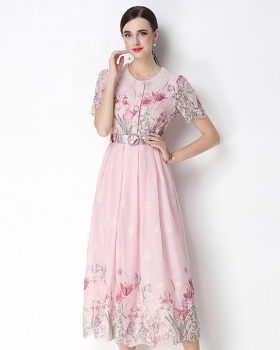 Fashion slim embroidery light luxury printing dress
